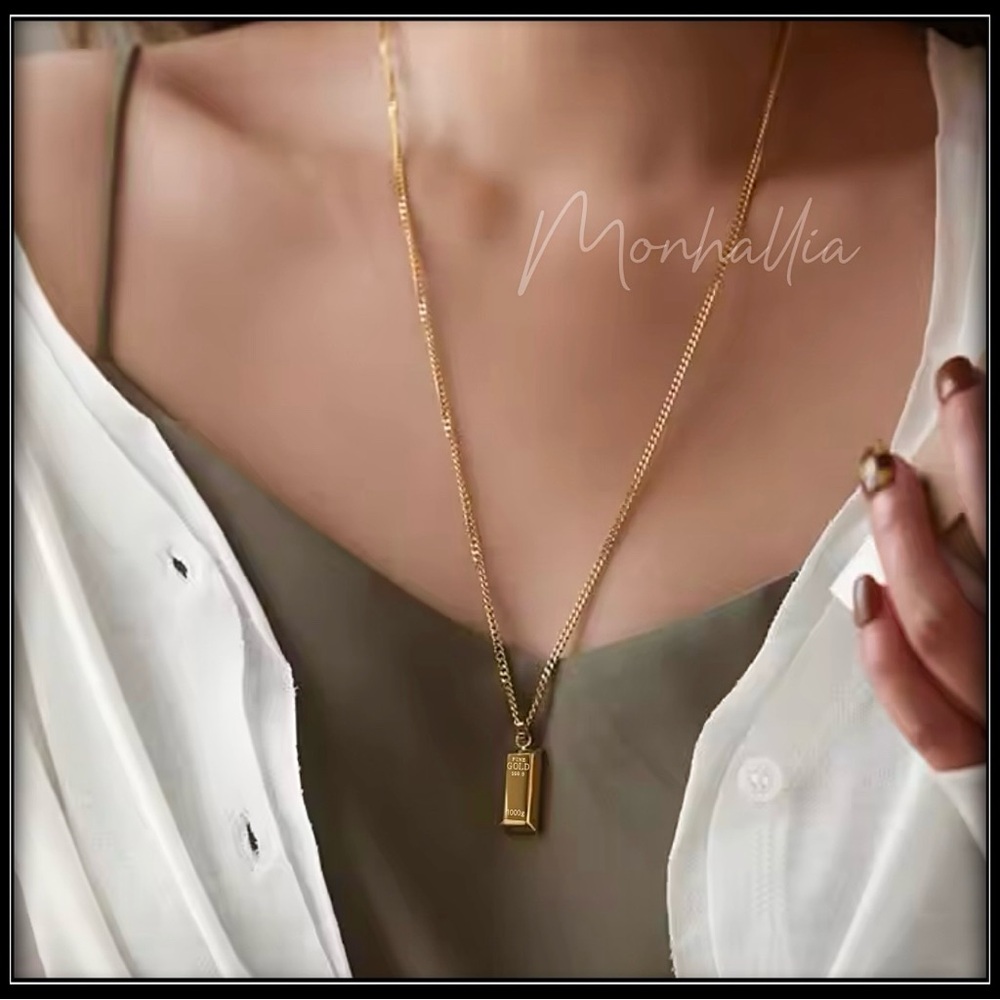 New Boss bullion block icon entrepreneur status rich cash gold digger necklace - Picture 3 of 4